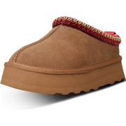 Fleece-Lined Women's Platform Moccasin Clogs - Brown, Size 10