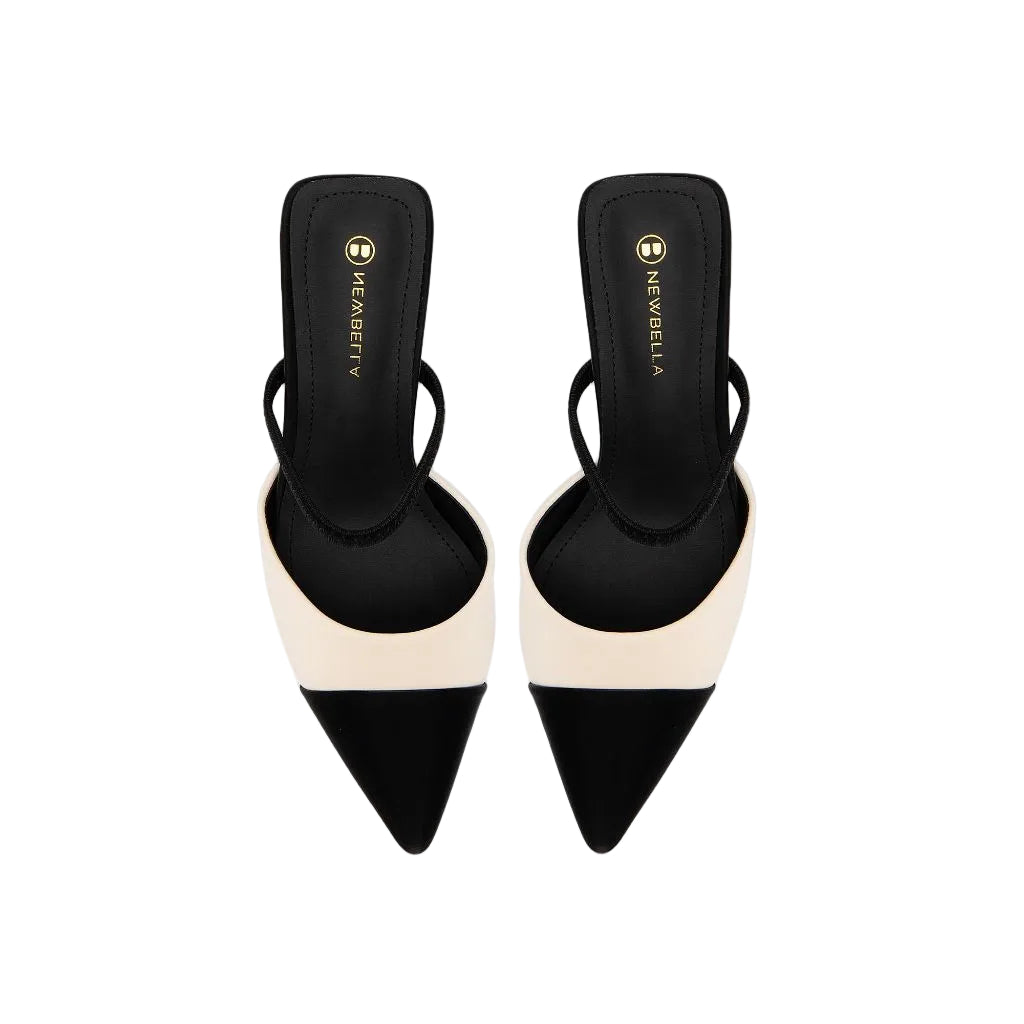 NEWBELLA Women's Closed Toe Pointed Heel Sandals -  (7.5 White)