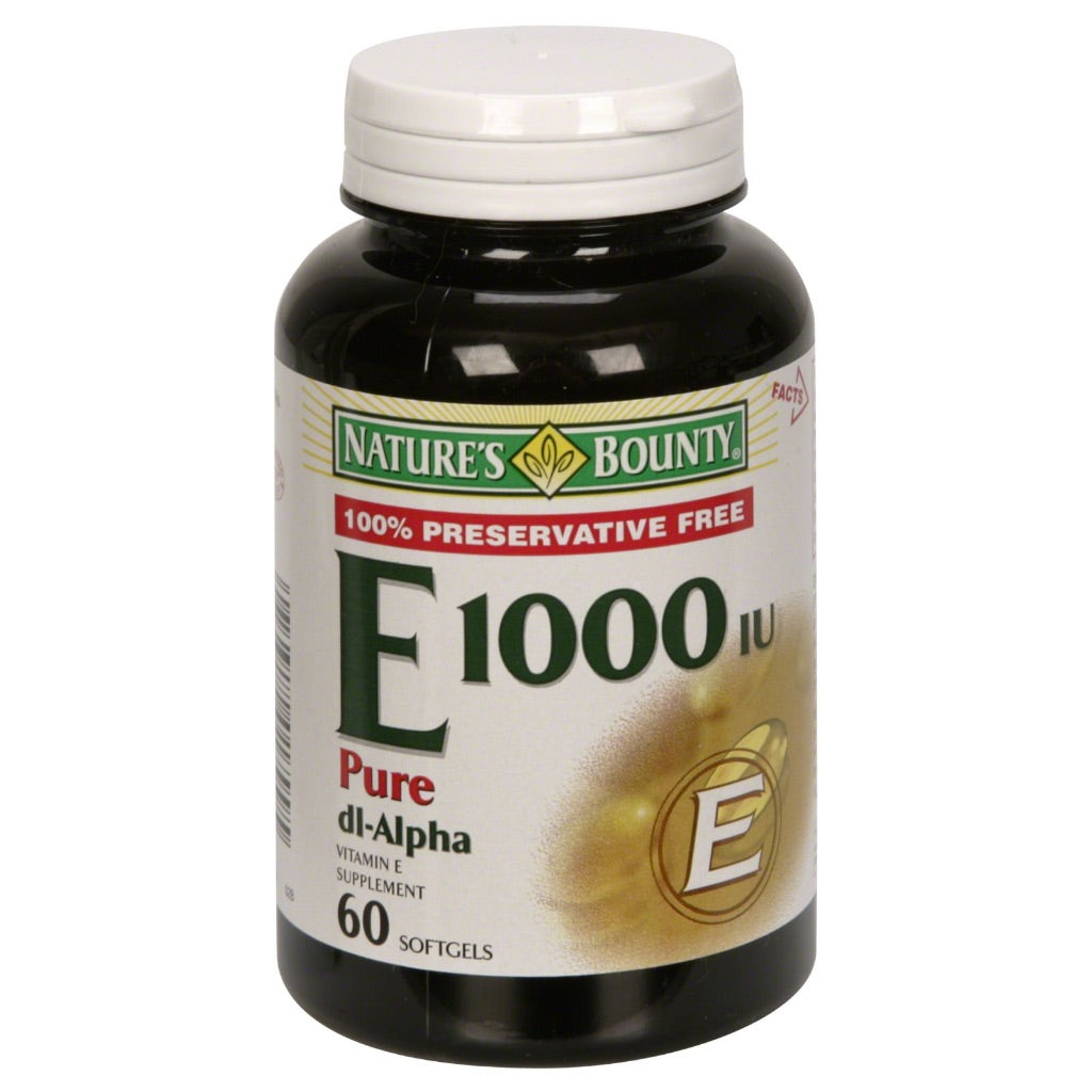 Nature s Bounty Vitamin E Pure dl-Alpha  1000 IU Softgels  60ct