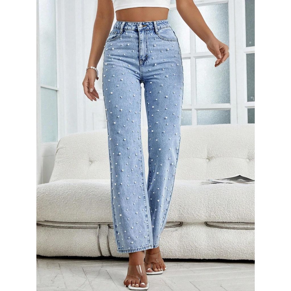 Kedera Women's Flare Jeans High Waisted, Wide Leg Baggy Jean for Women, Stretch Denim Pants, Light Blue, XL