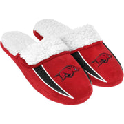 FOCO Men's NCAA College Team Logo Sherpa Moccasin Slippers - Arkansas Razorbacks, Small