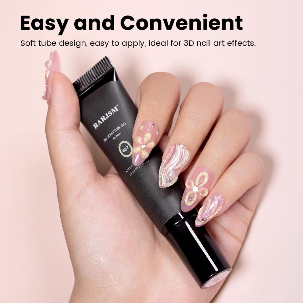 RARJSM 3D Nail Art Sculpture Gel Nail Polish  Gel UV LED Curing Requires Nail Decoration Manicure Design