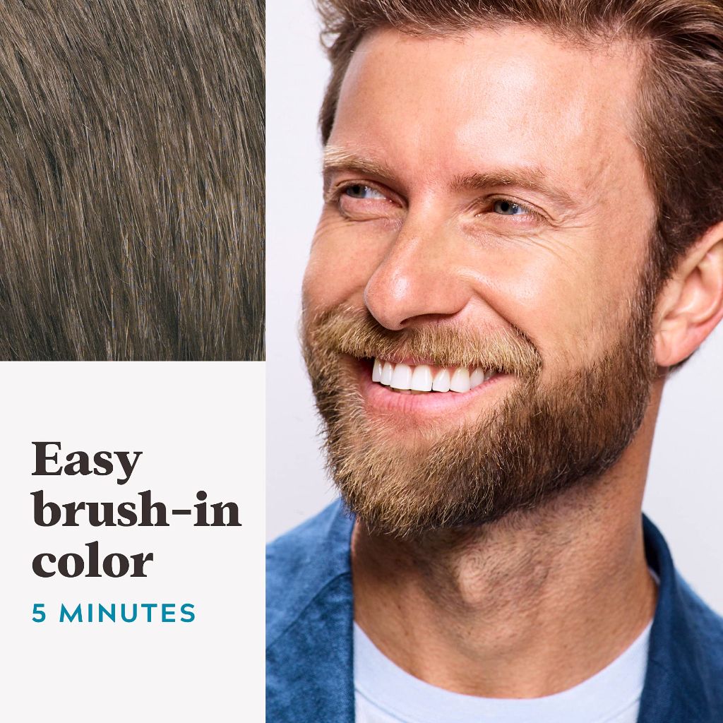 Just For Men Mustache & Beard, Beard Coloring for Gray Hair with Brush, Medium Brown, M-35, Pack of 3