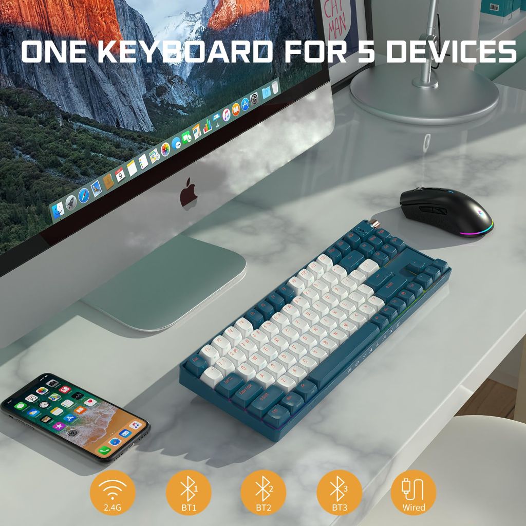 ROYALAXE R87 Wireless Mechanical Keyboard, Hot Swappable | Whale Blue