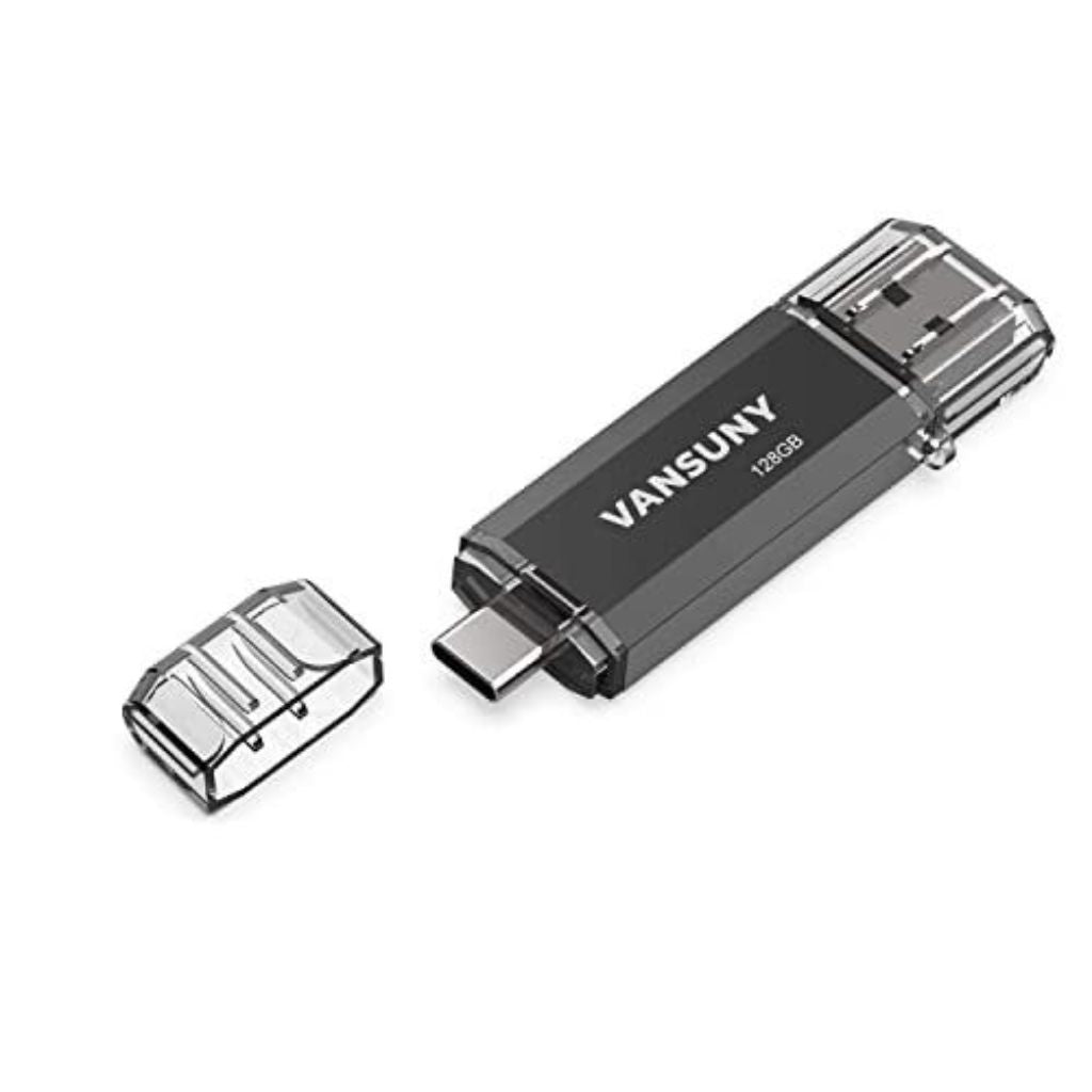 Vansuny 128GB USB C Flash Drive 2 in 1 OTG USB 3.0 + Type C Memory Stick with Keychain Dual Type C Thumb Drive Photo Stick Jump Drive for Android Smar