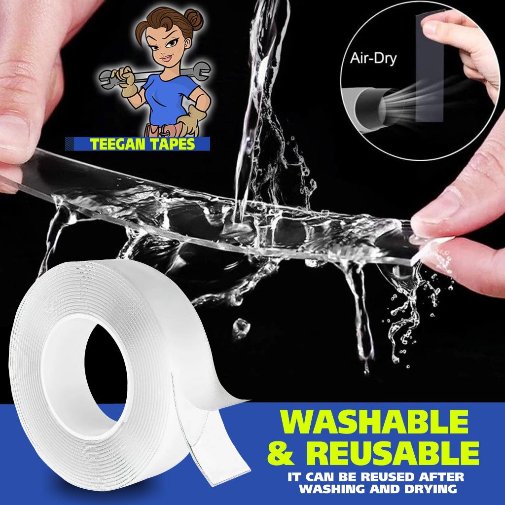 Teegan Tapes Clear Double-Sided Tape, Ultra Strong Double-Sided Nano Adhesive - 1.18" x 16.5'
