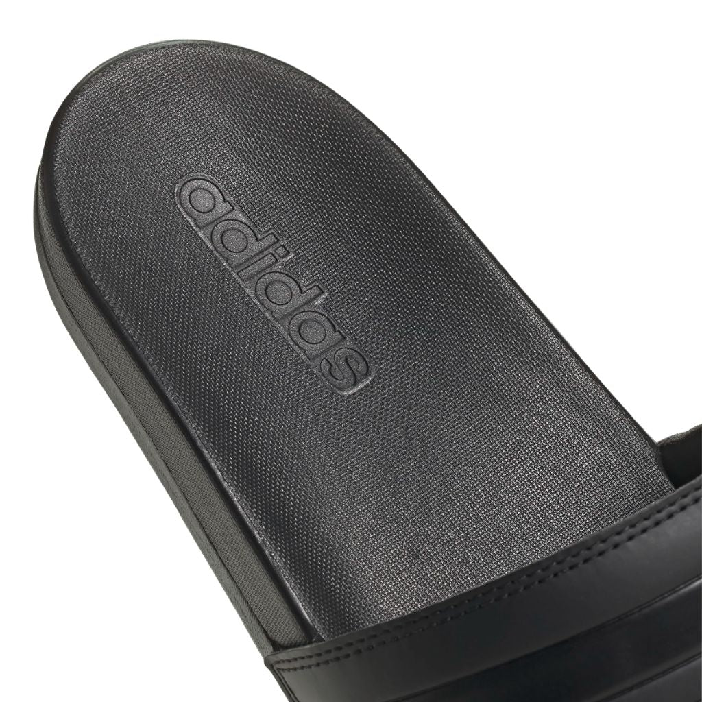 Adidas unisex adult Adilette Comfort Slide Sandal, Core Black/Core Black/Core Black, 5 Women 4 Men US