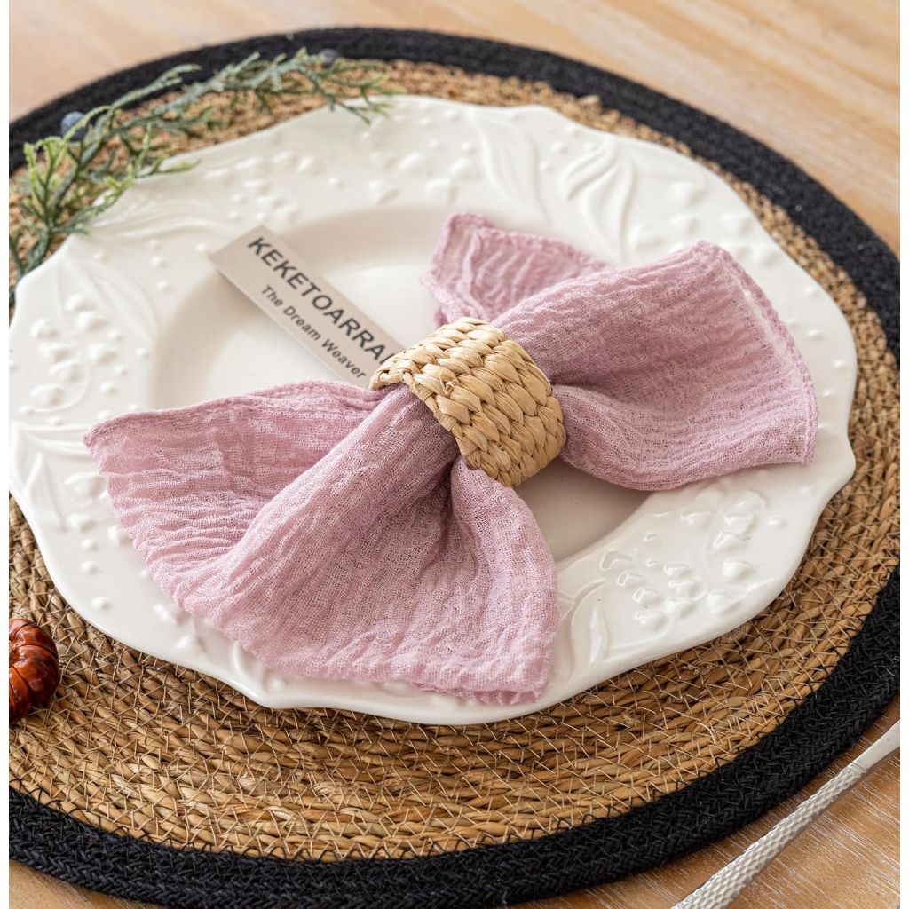 Keketoarrange Cheesecloth Napkins 17x17 Inches Cloth Reusable Napkins Washable Handmade for Lunch Dinner Wedding Baby Bridal Shower Party Rustic Boho Decorations Bulk Set of 10 Dusty Rose