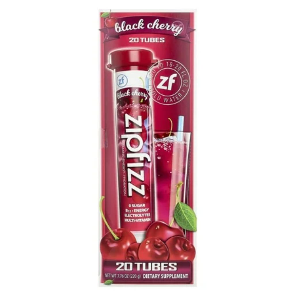 Zipfizz Vitamins & Energy Hydration Mix - Black Cherry, 20 Tubes