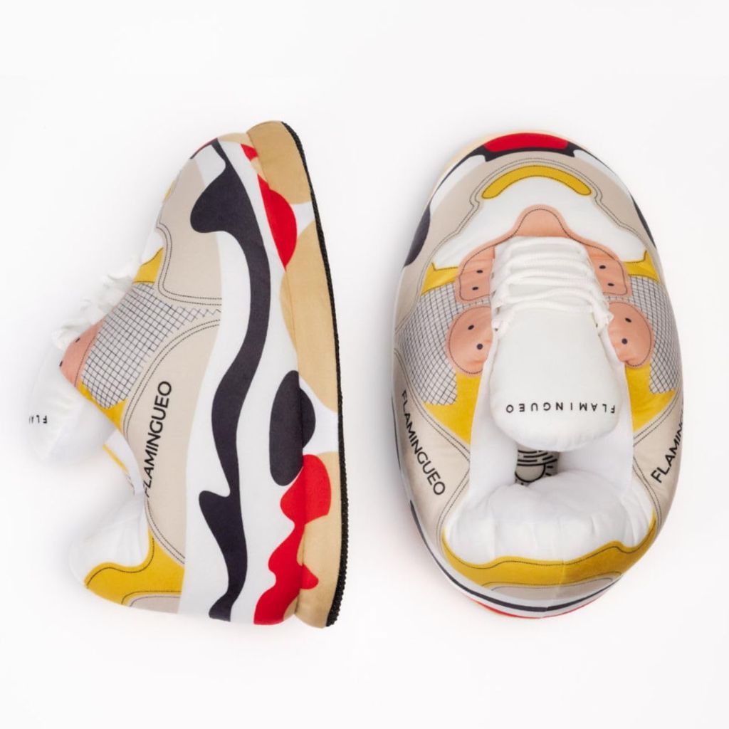 Flamingueo Slippers - Sneaker Design - House Slippers - Unisex - 100% Polyester Ultra-Soft - Non-Slip - One SIze