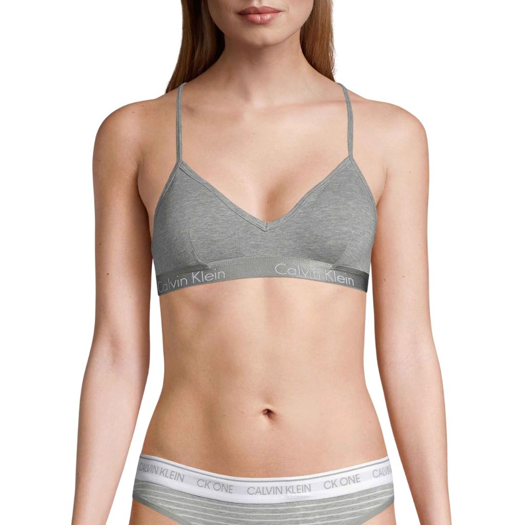 Calvin Klein Motive Cotton Lightly Lined Bralette Grey Heather