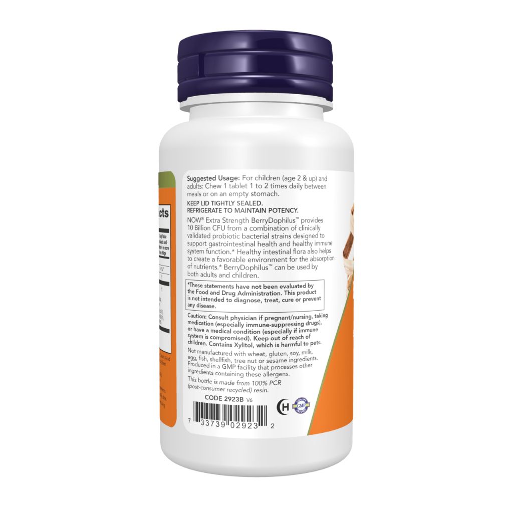 NOW Foods Supplements, BerryDophilus™, Gastrointestinal Support, Extra Strength, 50 Chewables