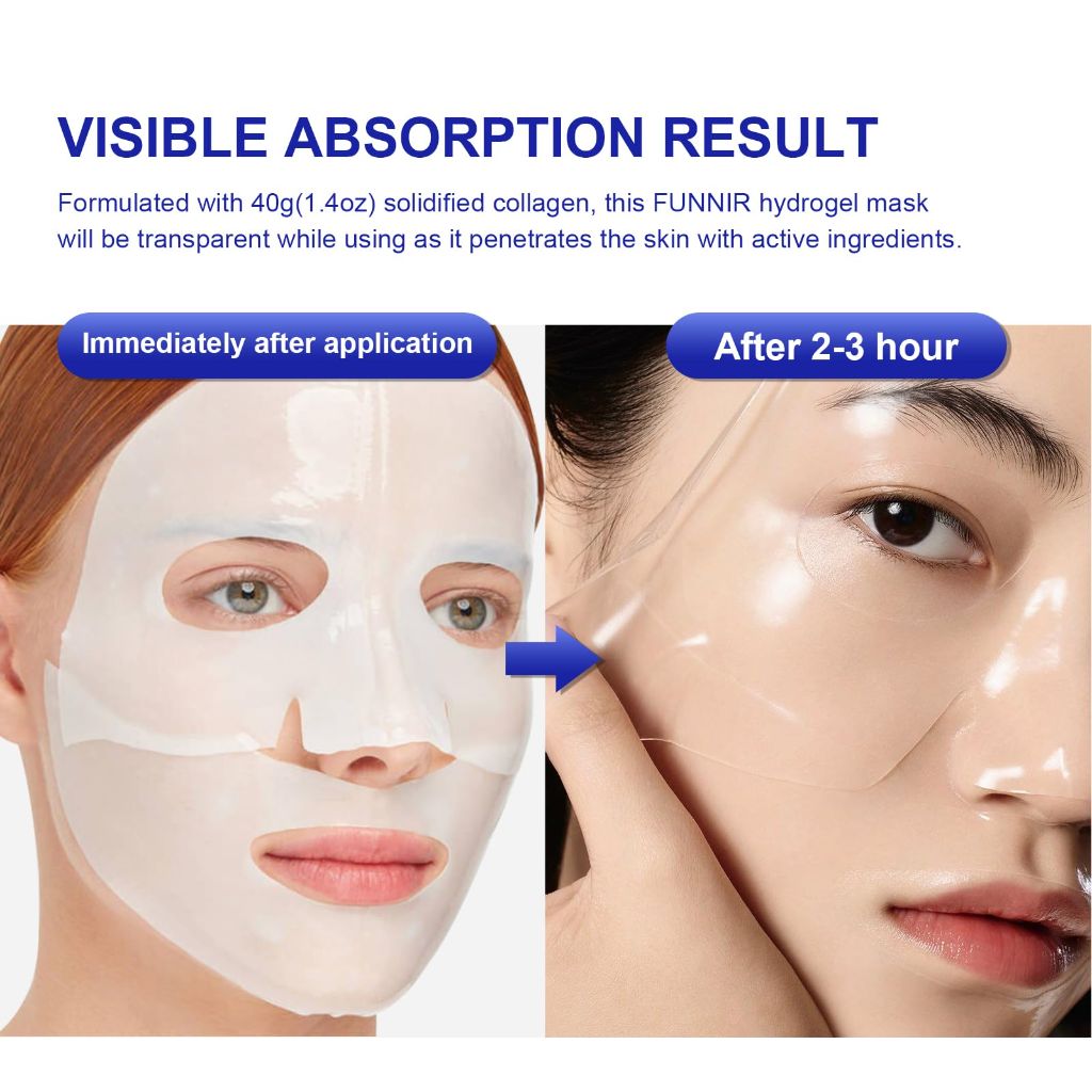 FUNNIR Collagen Face Mask for moisturizing & Glass Skin, hydrating Overnight Face Mask, Pore Minimizing,Elasticity Enhancing,Firming (4 Count (Pack of 1))