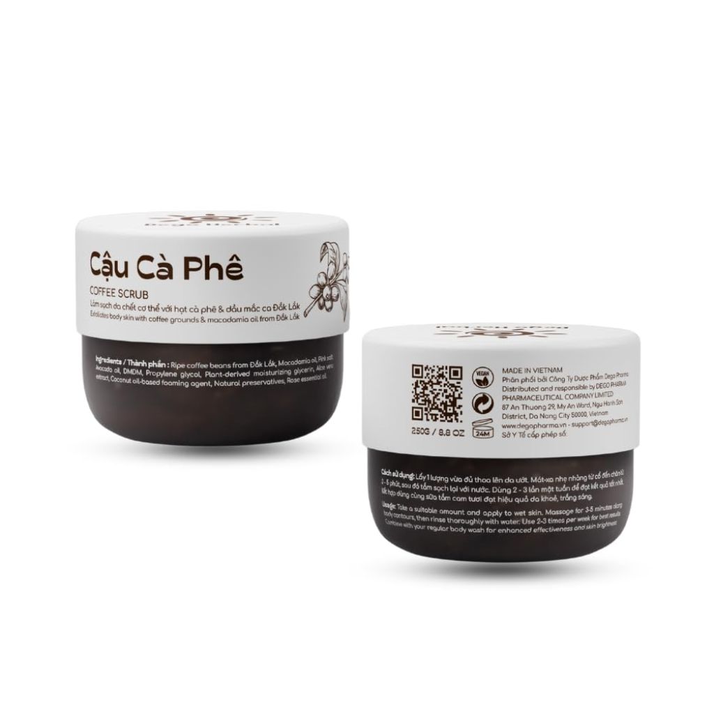 Coffee Body Scrub with Dak Lak Ripe Coffee, Radiant Skin (8.8 fl oz)