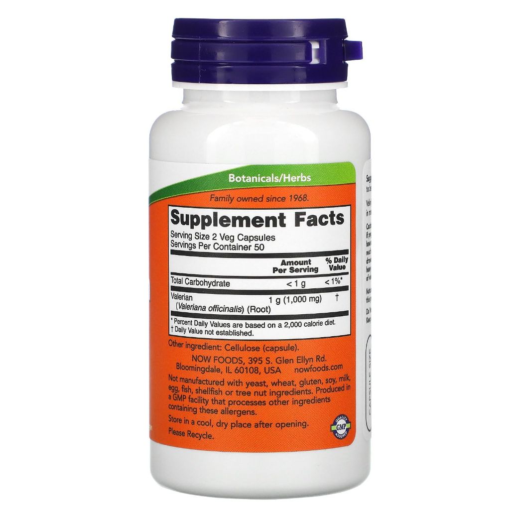 NOW Foods Valerian Root, 500mg, 100 Capsules