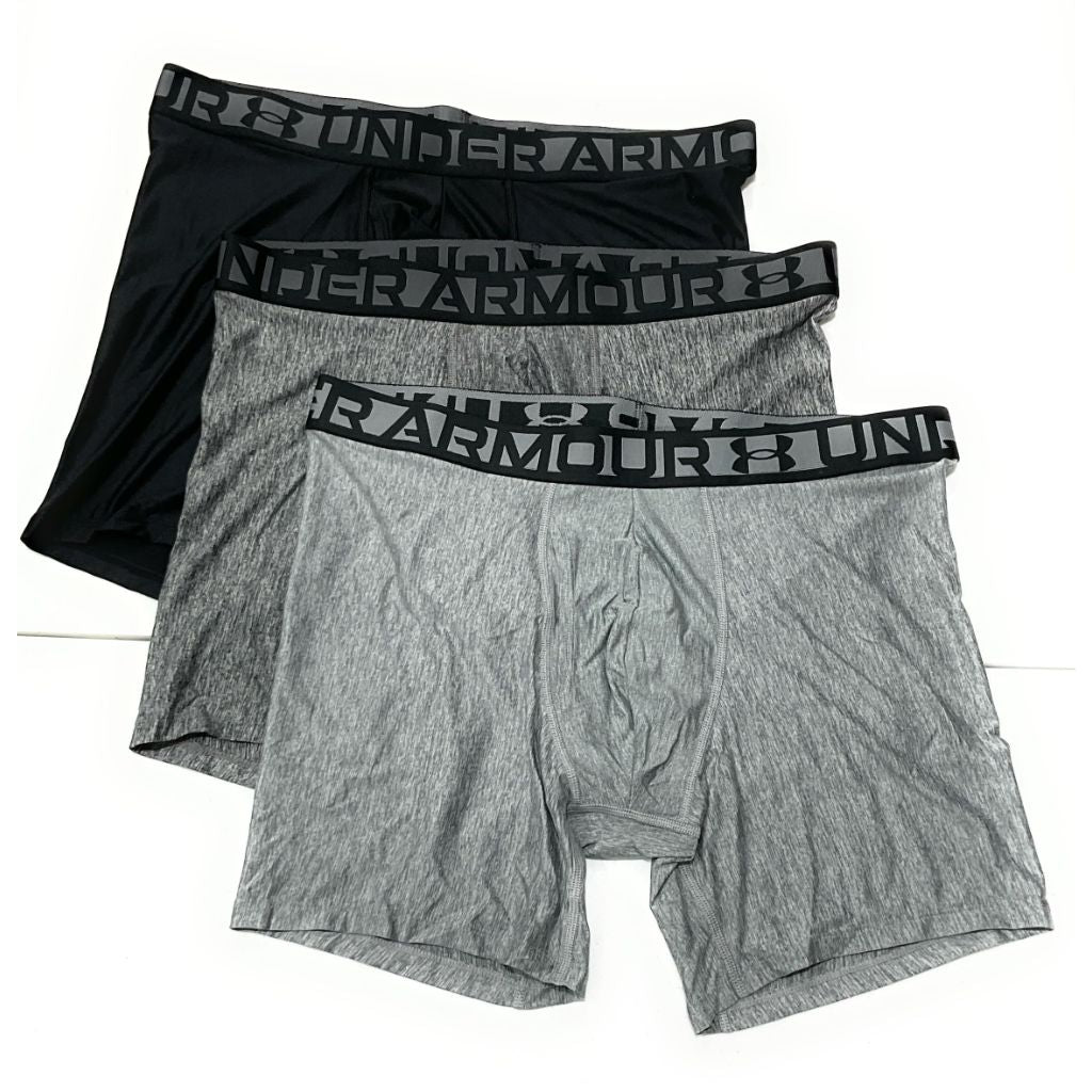 Under Armour Essential Tech 6 inch Boxerjock - 3 pack (US, Alpha, Large, Regular, Regular, Grey/Charcoal/Black)