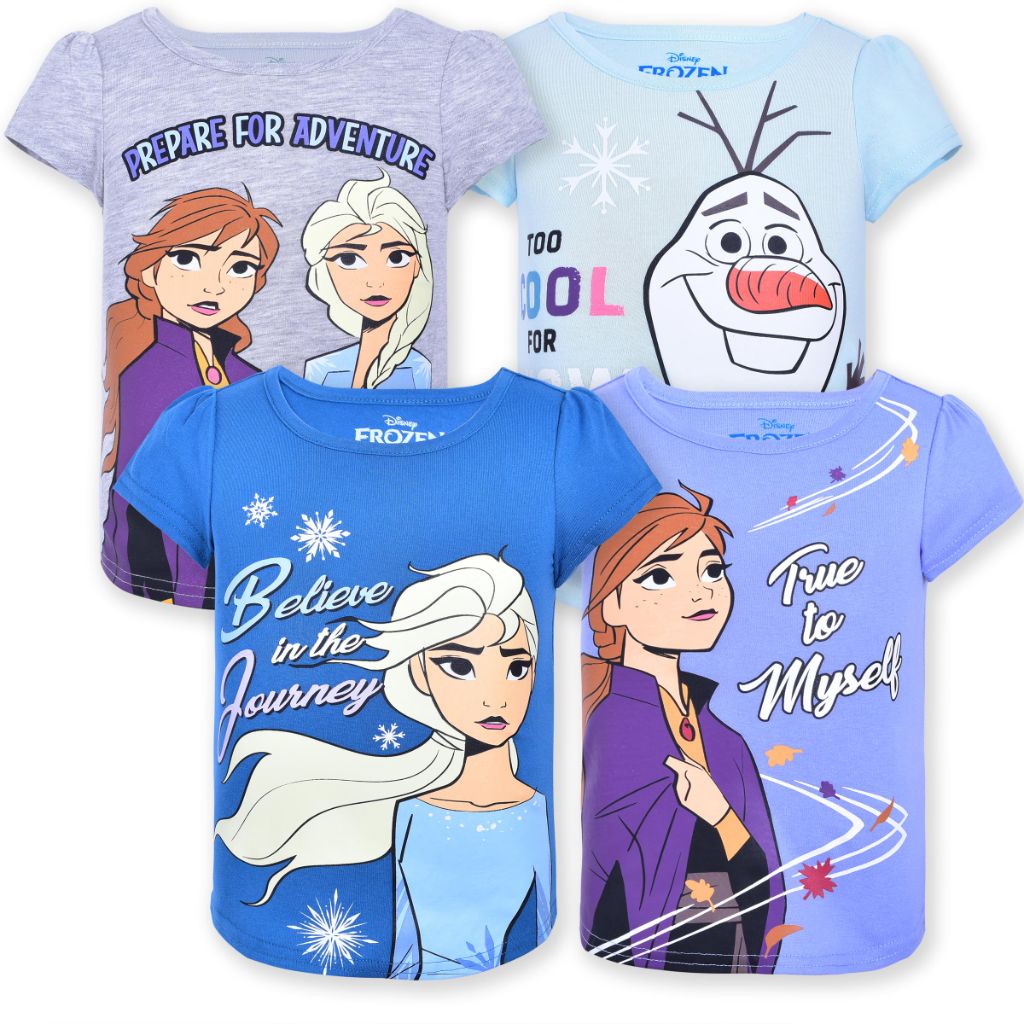 Disney Frozen 4 Pack Short Sleeve T-Shirt, Purple, 6X girl shirts
