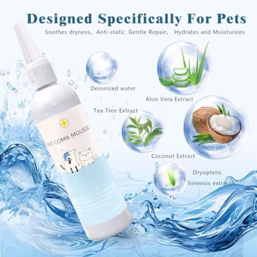 Pet Steam Brush Spray Refill for Dogs & Cats – Concentrated Waterless Shampoo, Pet Comb Leave-In Serum, 60mL