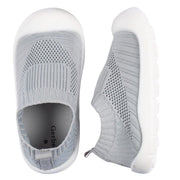 SZ 12T Gerber Baby Toddler Boy and Girl Stretchy Knit Slip-On Sneaker, Grey