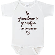 Hi Grandma & Grandpa I can't Wait to Meet You Pregnancy Announcement Infant Bodysuit (0-3months, Slate)