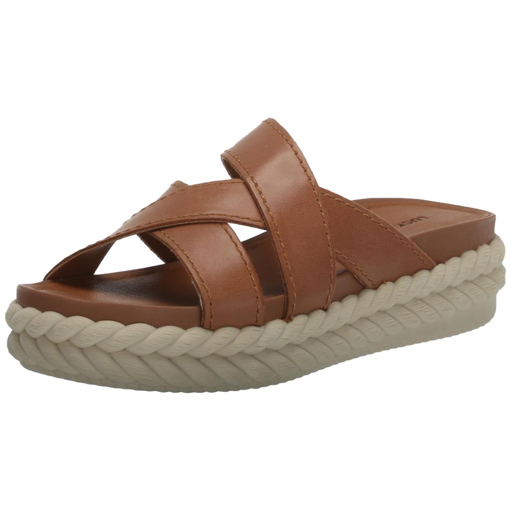 Lucky Brand Loftee Cross Band Espadrille Sandal, Adobe Brown, 8