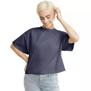 Hanes Women's Garment Dyed Cropped Cotton T-Shirt - Anchor Slate, Size 2XL