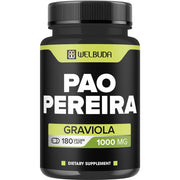 180 Capsules - 600mg Pao Pereira Herb Extract 10:1 with 400mg Graviola Soursop - Combined Formula for Immune System, Comfortable Mind, Body Management & Strength Support