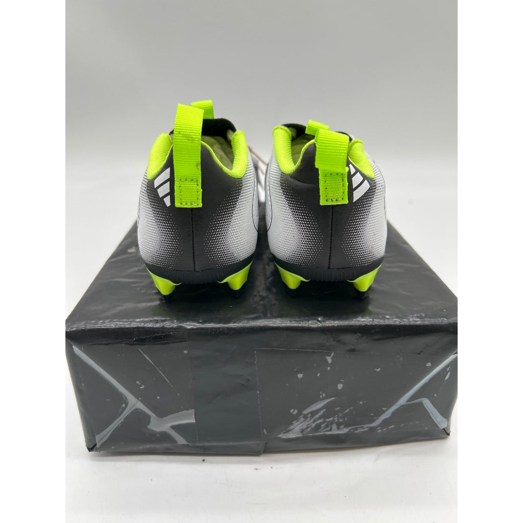 adidas Kids Goletto IX Firm/Multi Ground Junior Laceless Soccer Cleats, White/Core Black/Lucid Lemon Size 8.5 Toddler