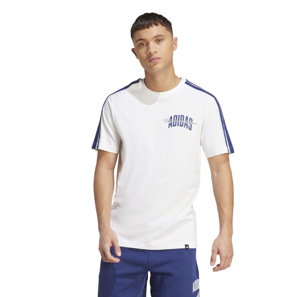 Adidas Men's Collegiate Script Graphic T-Shirt, White, Medium