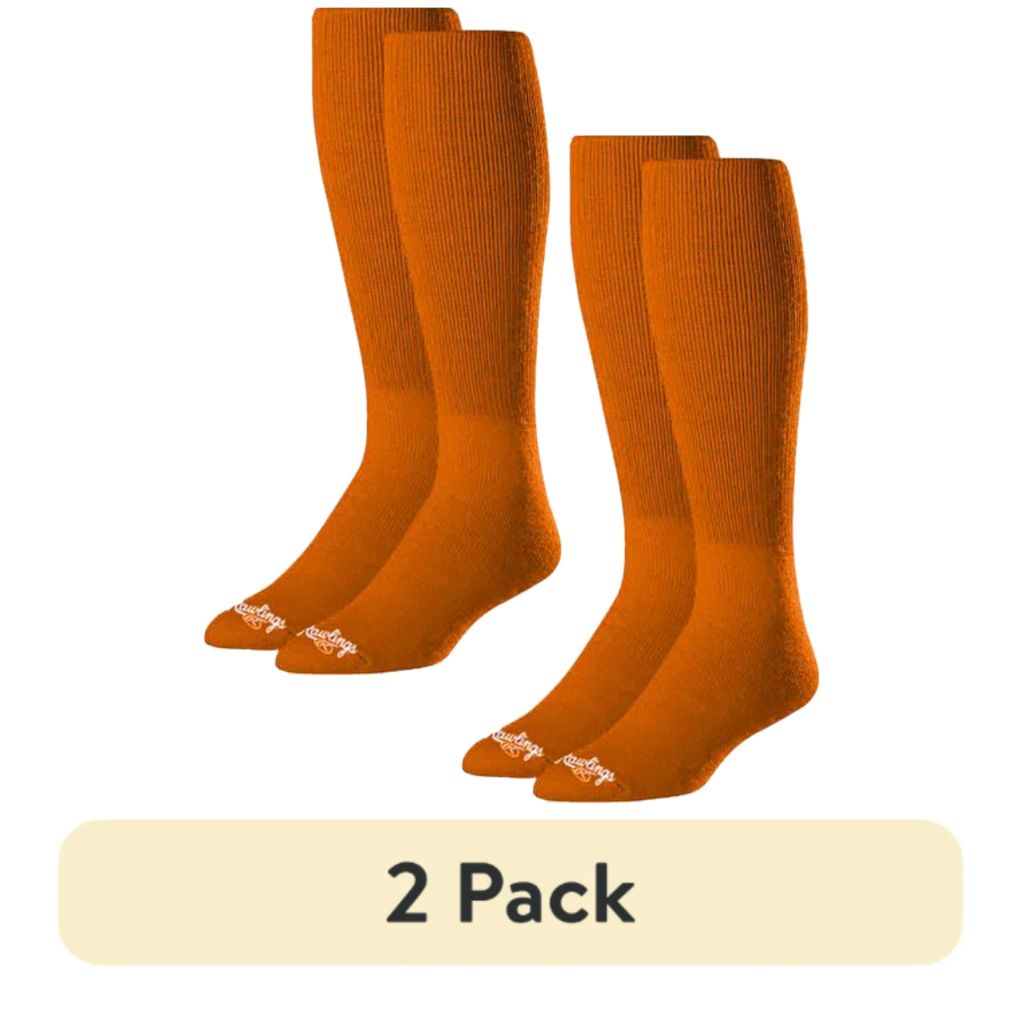 Rawlings Baseball / Fastpitch Softball Socks | 2 Pair | Orange | Small