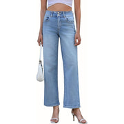 OFLUCK Women's Wide Leg Jeans High Waisted Stretchy Baggy Jeans Straight Leg Loose Fit Denim Pants