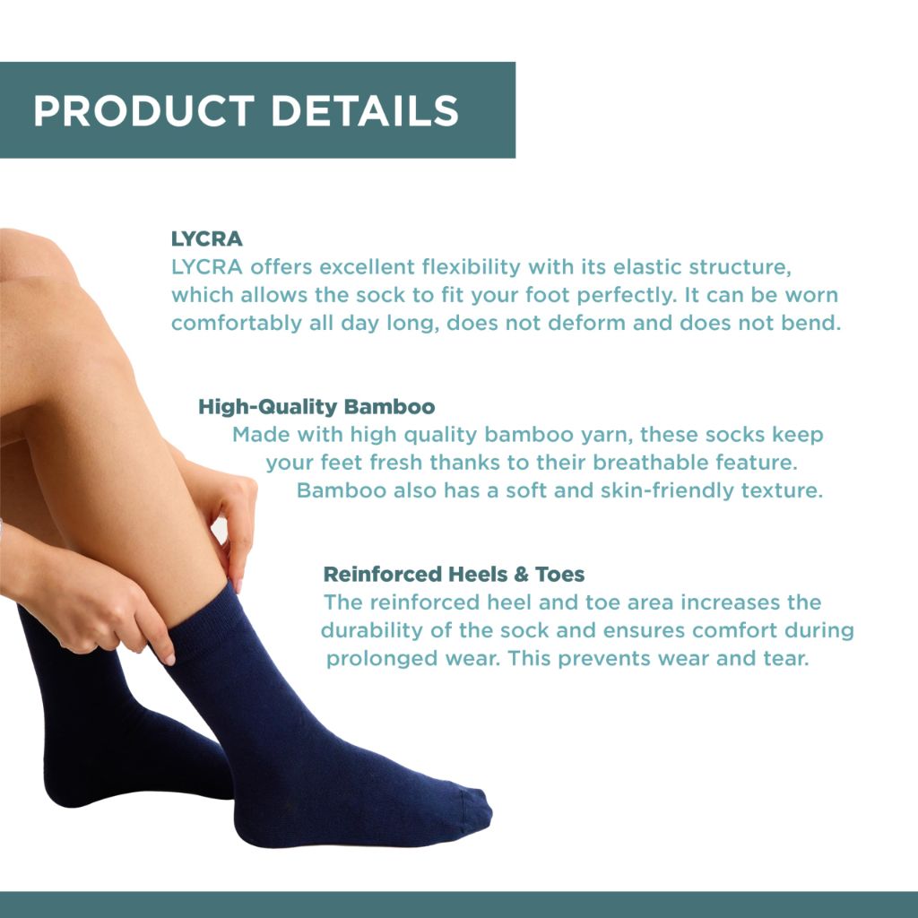 Belinoplus Women's Dress Socks - UltraSoft, Thin, Breathable, Seamless Toe - Non-Binding - Crew Socks for Trouser - 4 Pairs (US, Numeric, 9, 12, Regular, Regular, Navy Blue)