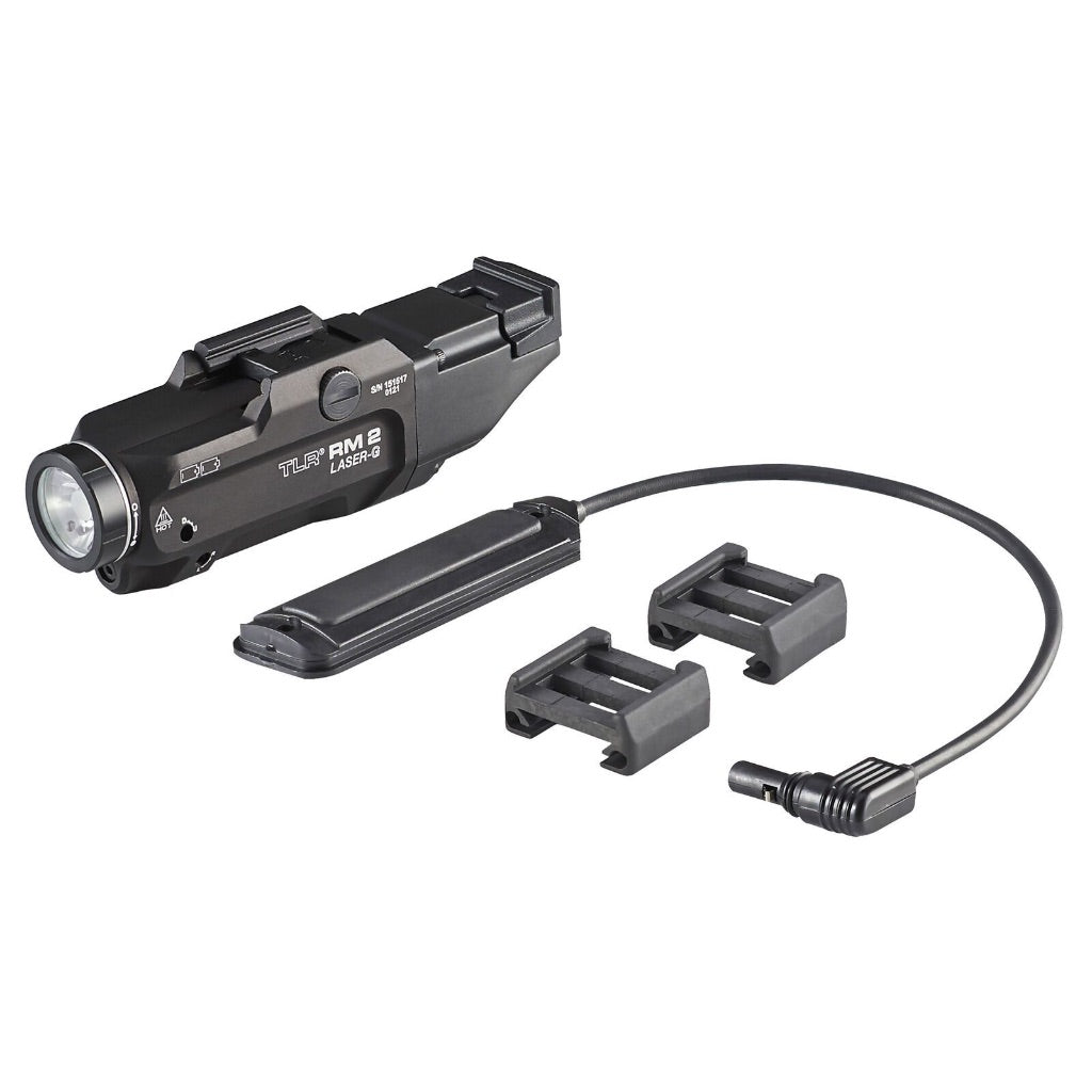 Streamlight TLR RM 2 Rail Mounted LED Tactical Lighting System W/Green Laser, CR123A, White, 1000 Lumens, Black, 69453