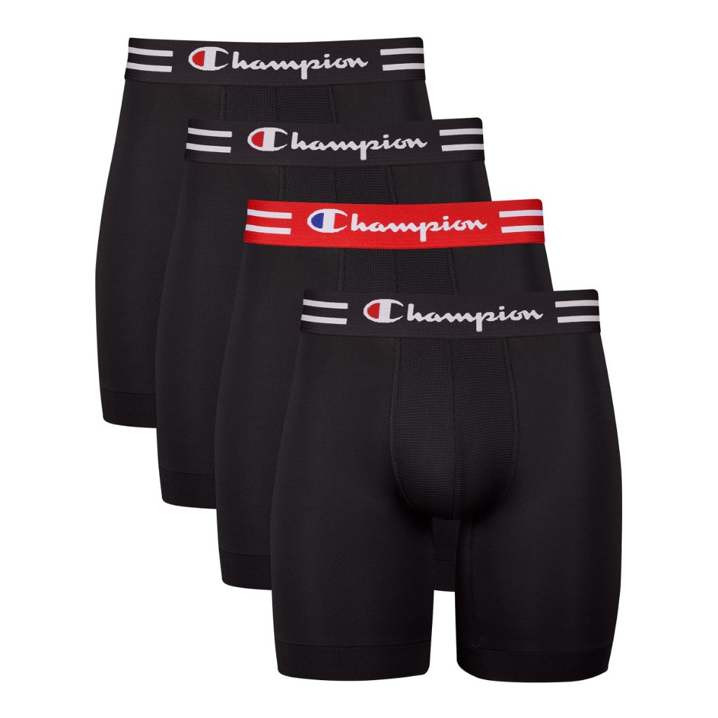 Champion Men's Cotton Moisture-Wicking Performance Stretch Boxer Briefs- 3-Pack Size small