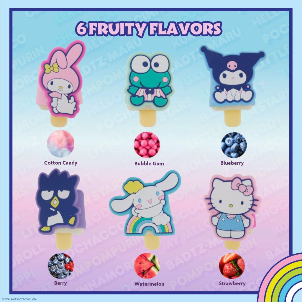 Hello Kitty and Friends 6 pack Fruit Flavored Lip GlossPucker Pop Set, Ages 3+