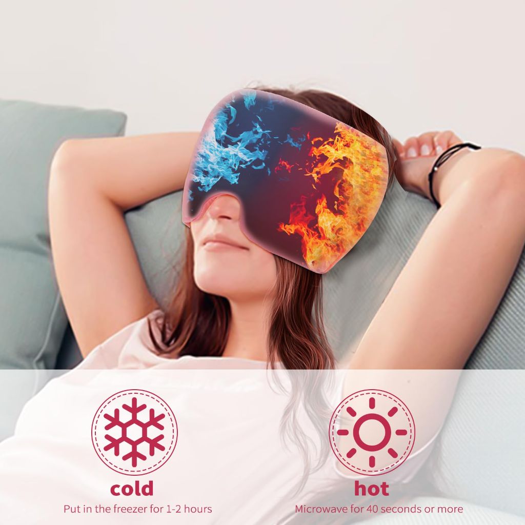 Migraine Headache Relief Cap, Gel Cooling Eye Mask, Black - 3PCS