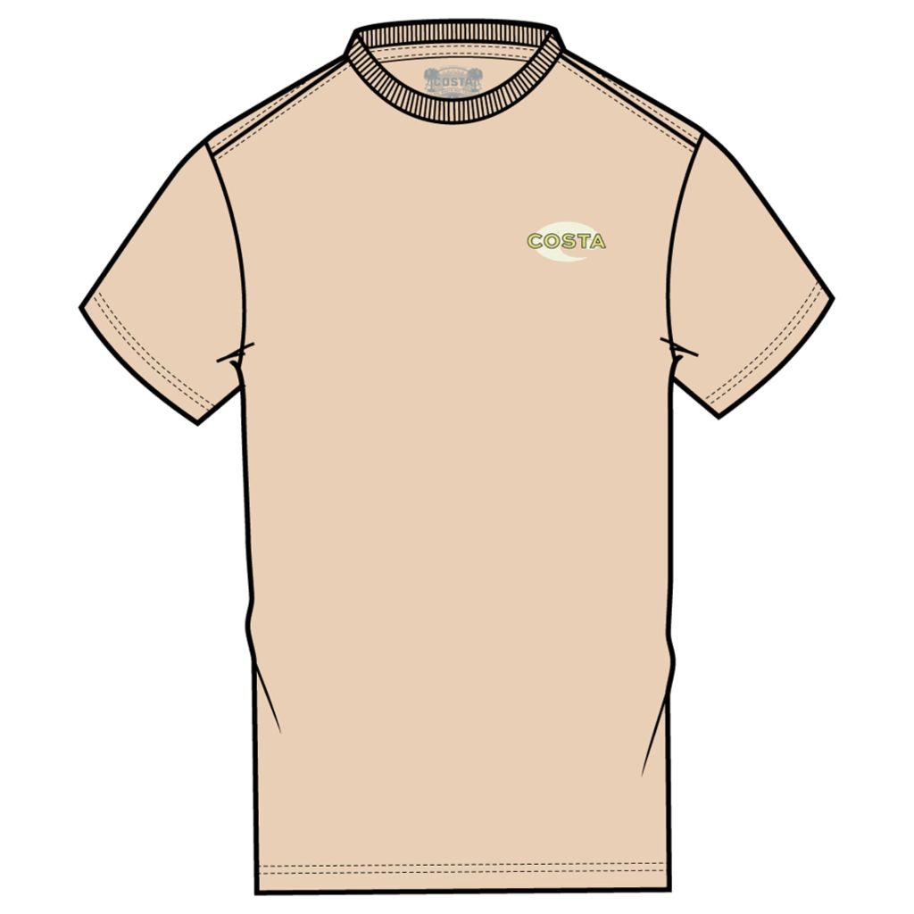 Costa Del Mar Mens Cannery Row Bass T-Shirt, Ivory, Small