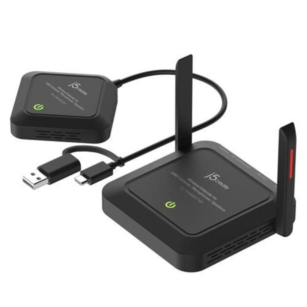 J5create JVW120 Wireless Extender for USB Cameras, Microphones, Speakers - Black