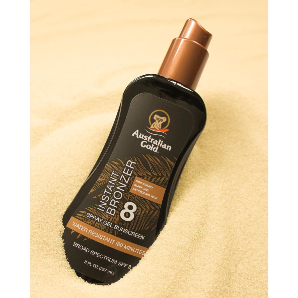 Australian Gold Spray Gel Sunscreen with Instant Bronzer SPF 8, 8 Ounce