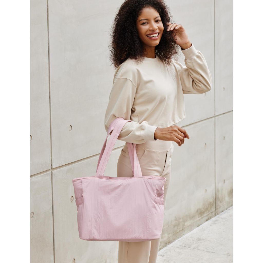 EASYSO Tote Bag for Women, Puffer Travel Tote Bags with Zipper, Pink