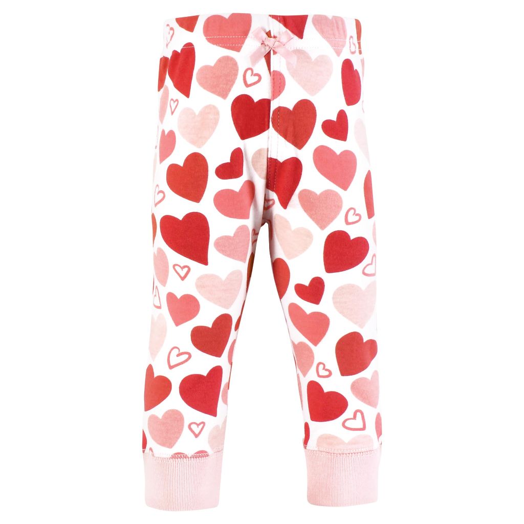 Hudson Baby Infant Girl Cotton Pants and Leggings, Valentine Hearts, 3-6 Months