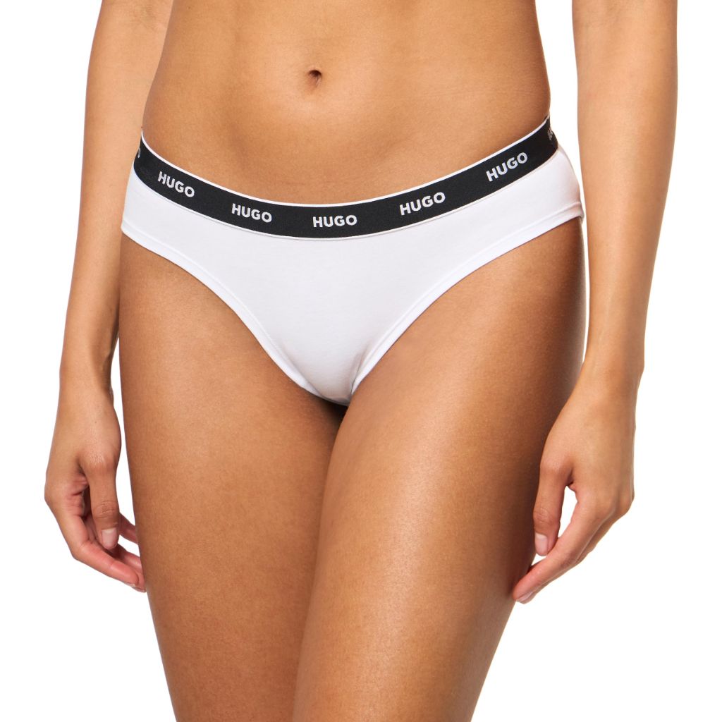 HUGO, Contrast Logo Cotton Stretch Brief, Cloud Dancer, L