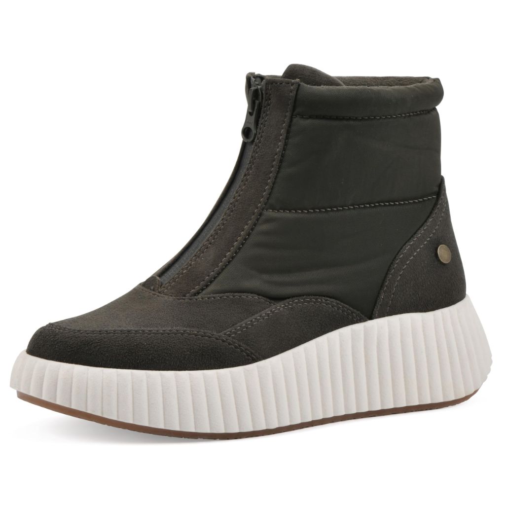 WHITE MOUNTAIN Women's Downtown Platform High-Top Sneaker Bootie, Army/Multi/Smooth, 6.5 M
