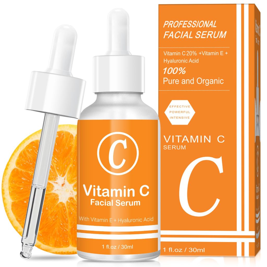 Premium 20% Vitamin C Serum for Face with Vitamin E, Sodium Hyaluronate -(1 Fl Oz, Scented)