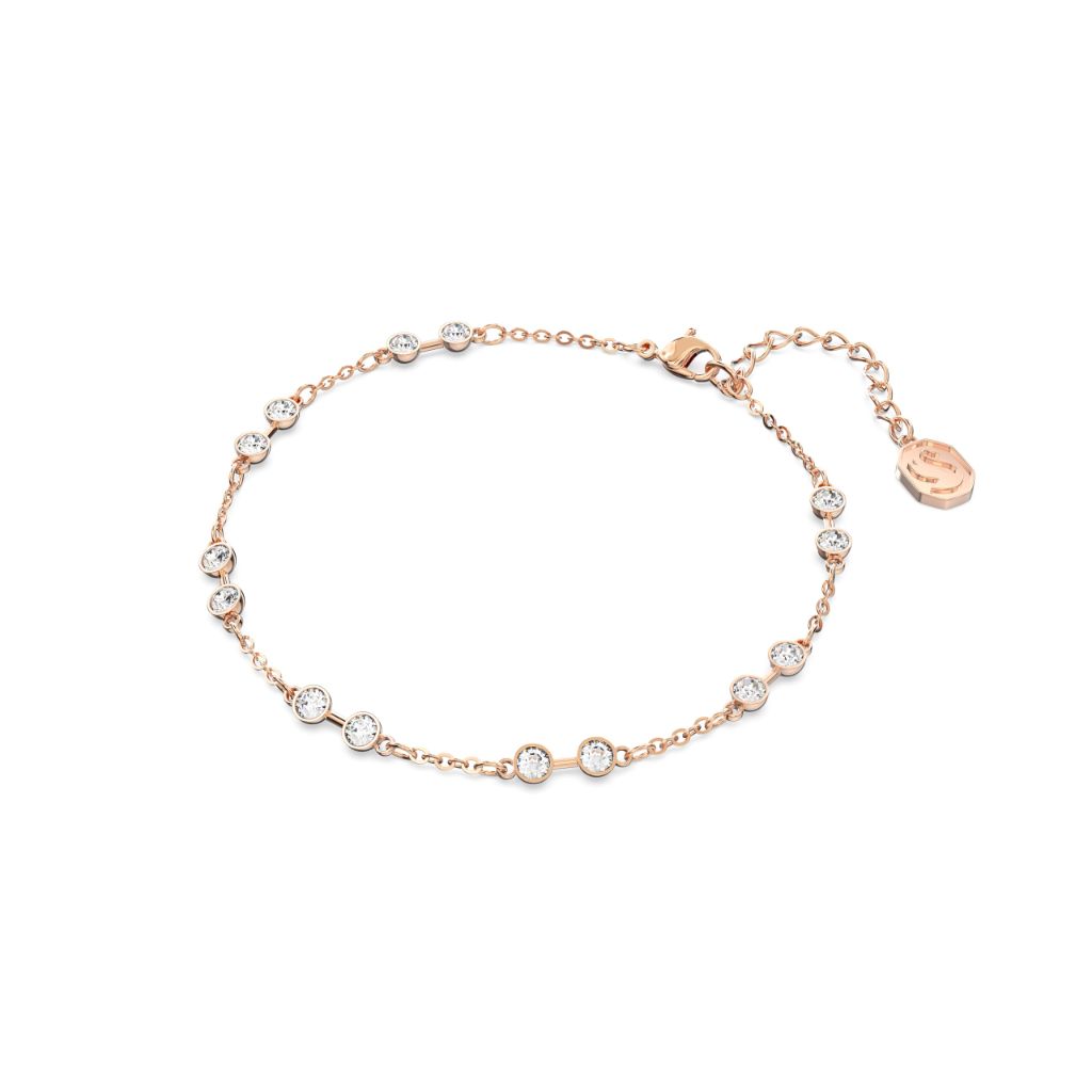 Swarovski Remix Collection strand, Round cut, clear, Rose gold - M