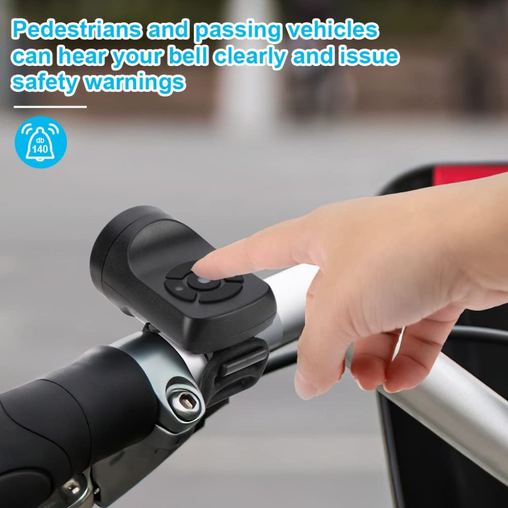 Vickes Electric Bike Horn - 140DB Loudest Electronic Bicycle Bell - Black