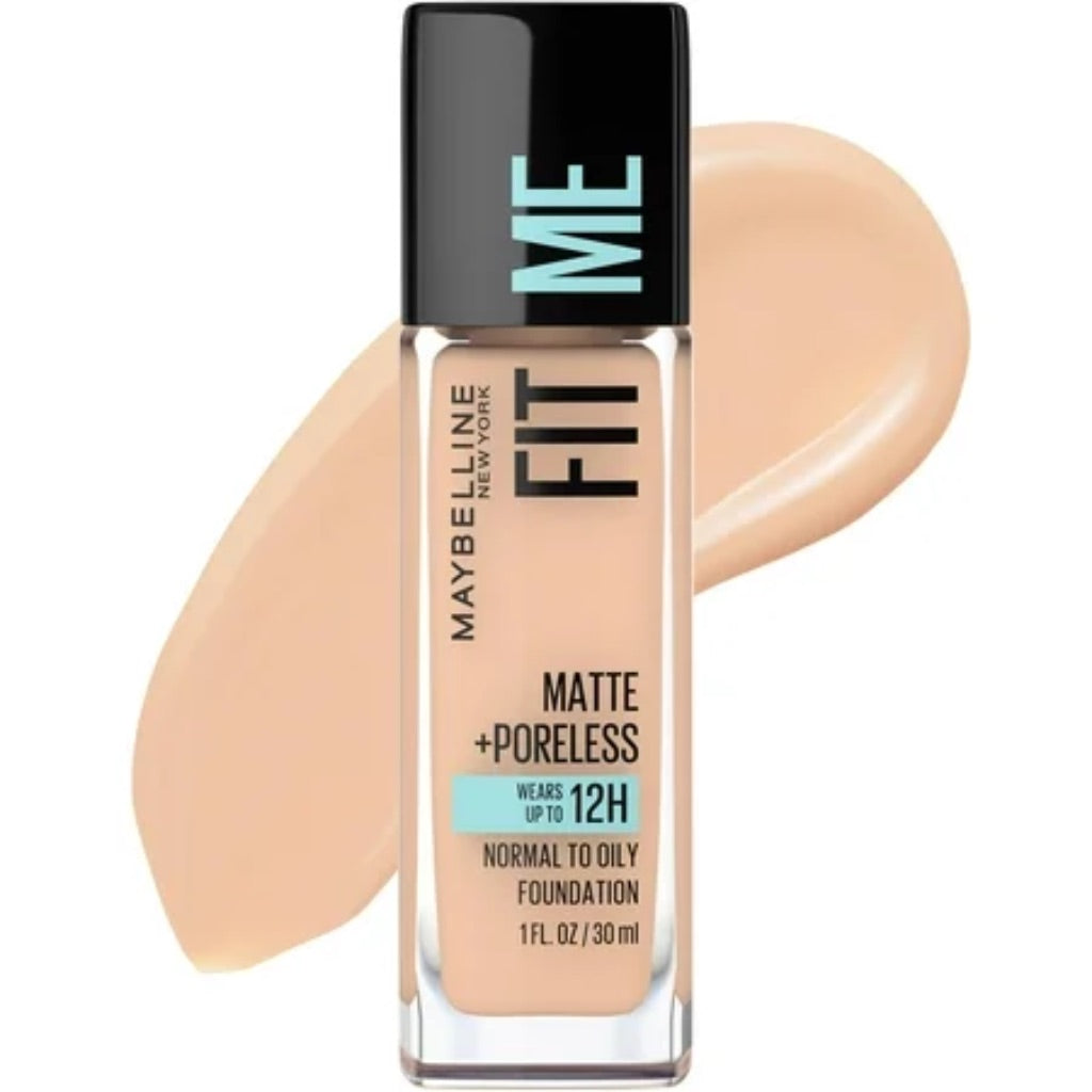 Maybelline Fit Me Matte + Poreless Liquid Oil-Free Foundation Makeup  Nude Beige  1 Count (Packaging May Vary)