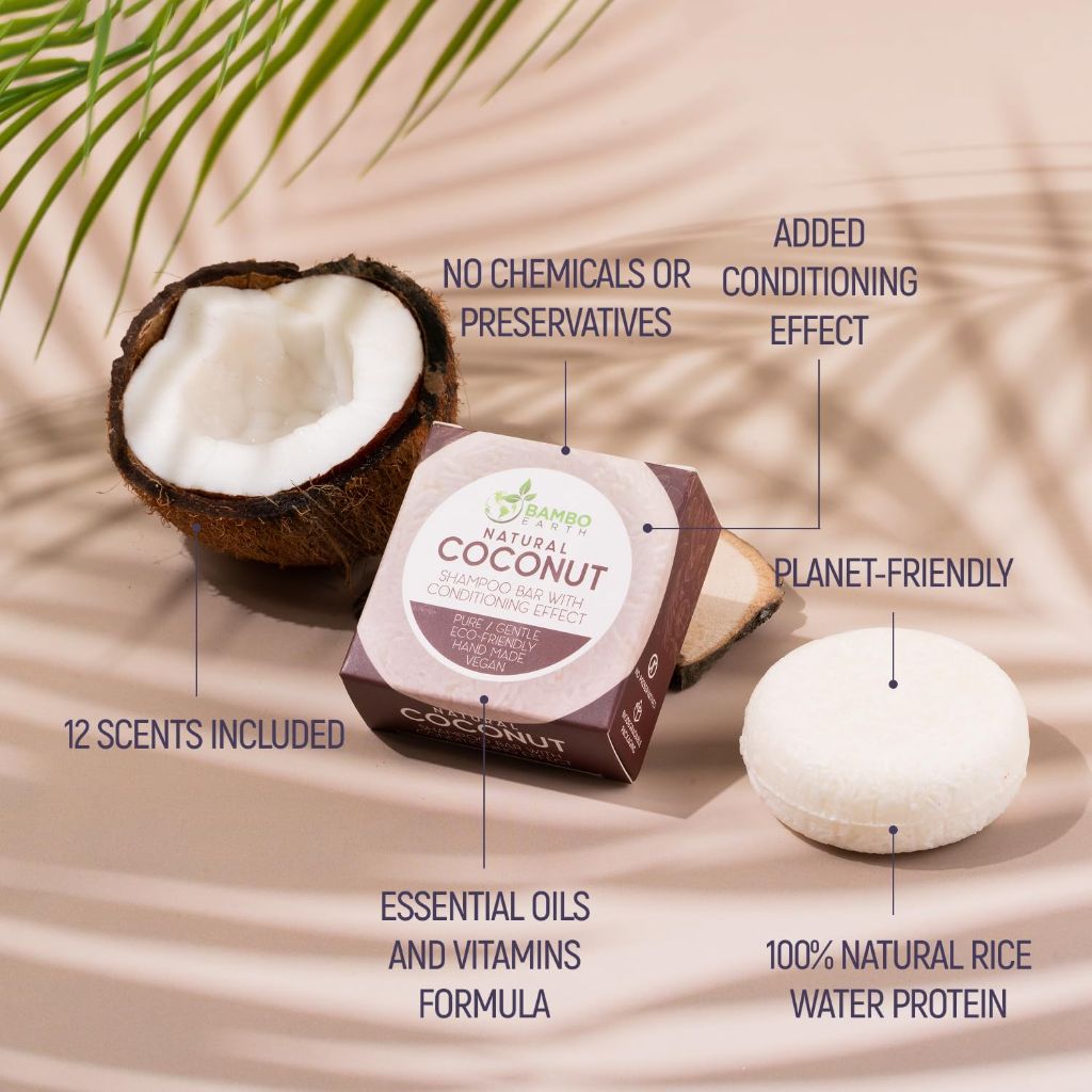 Bambo Earth Natural Shampoo Bars - Coconut, 2oz (12 Pack)