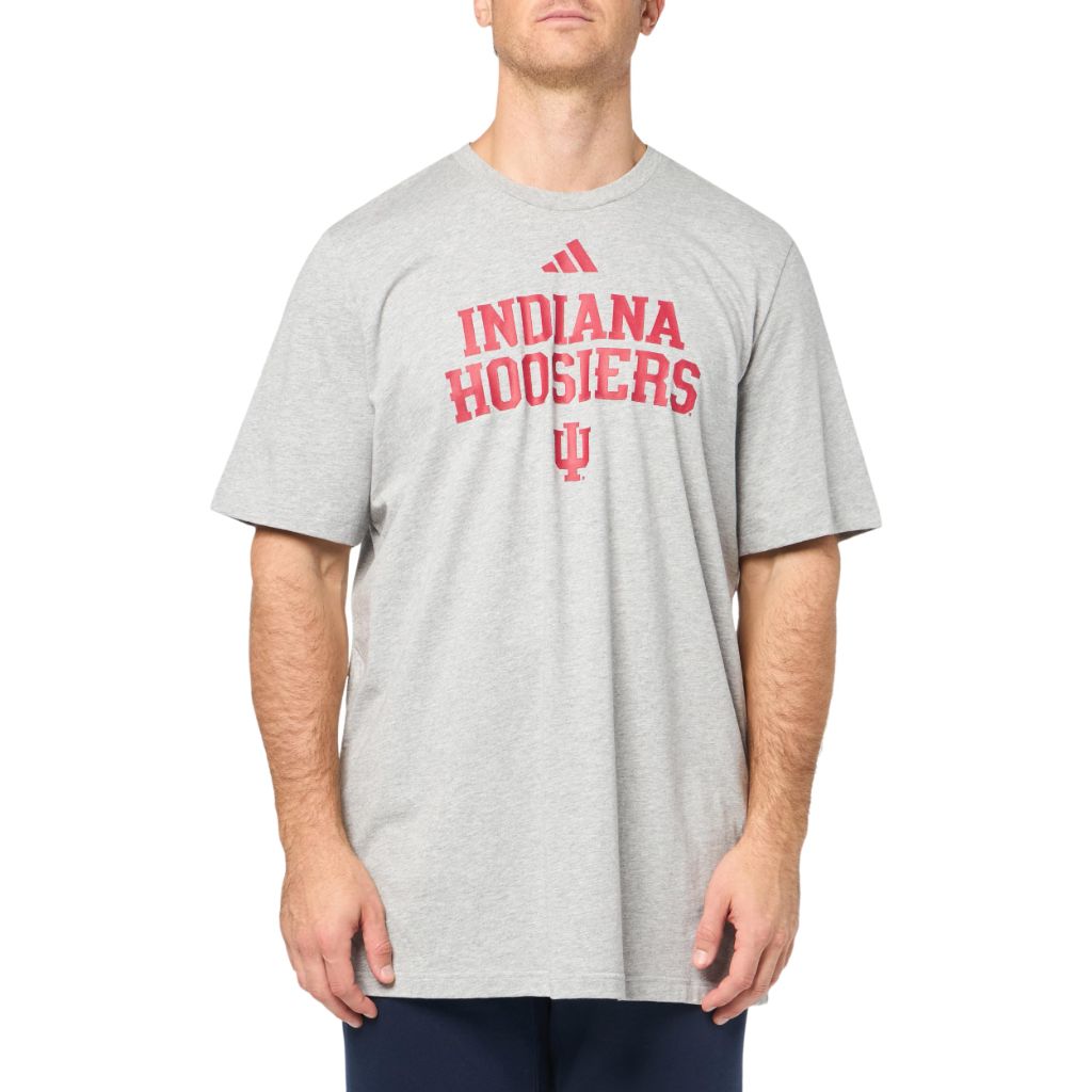 Adidas Men's NCAA Fresh Team Logo T-Shirt, Medium Grey Heather/Indiana University, X-Large