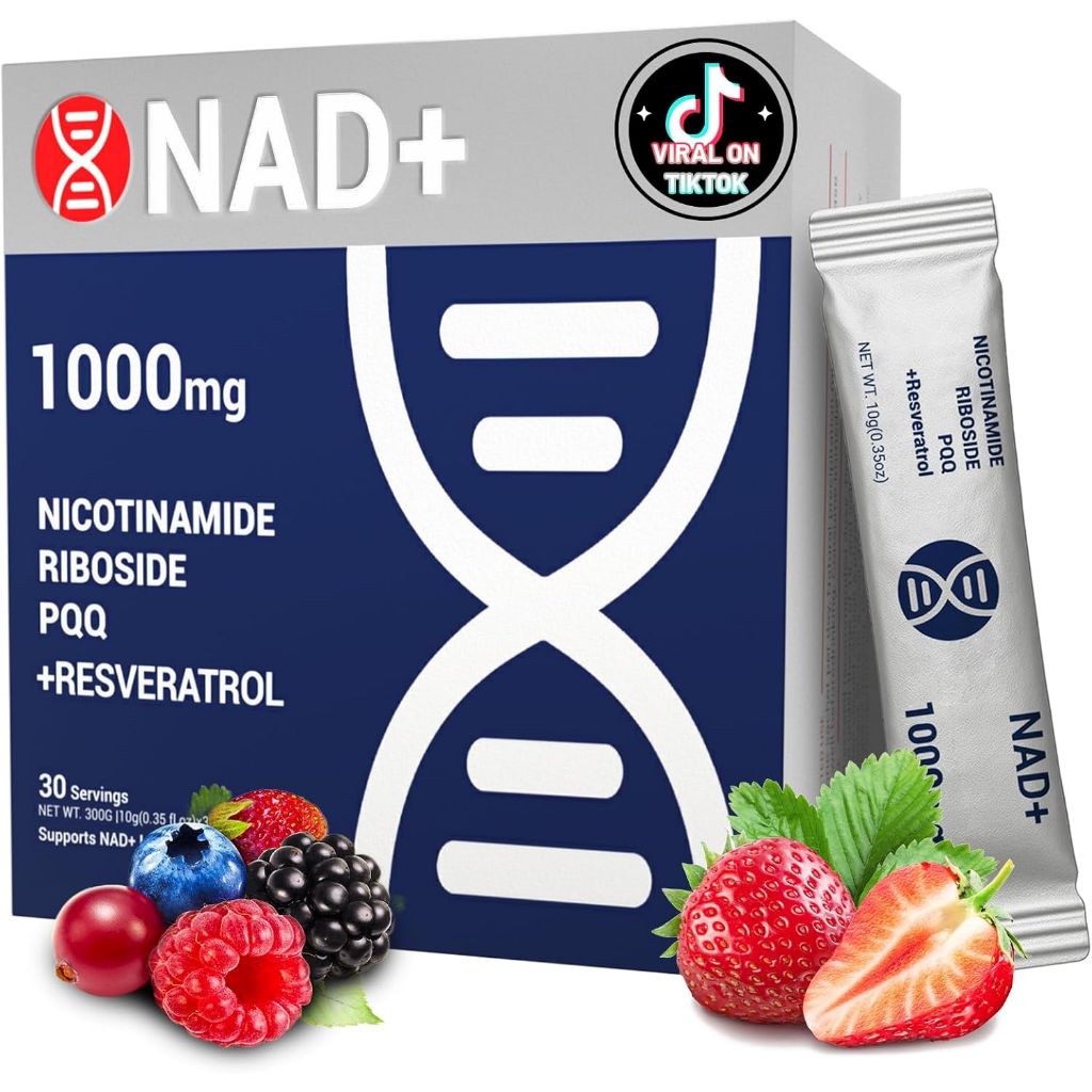 Premium NAD+ Liquid Supplement 1000mg with Nicotinamide Riboside & Resveratrol - 30 Packs